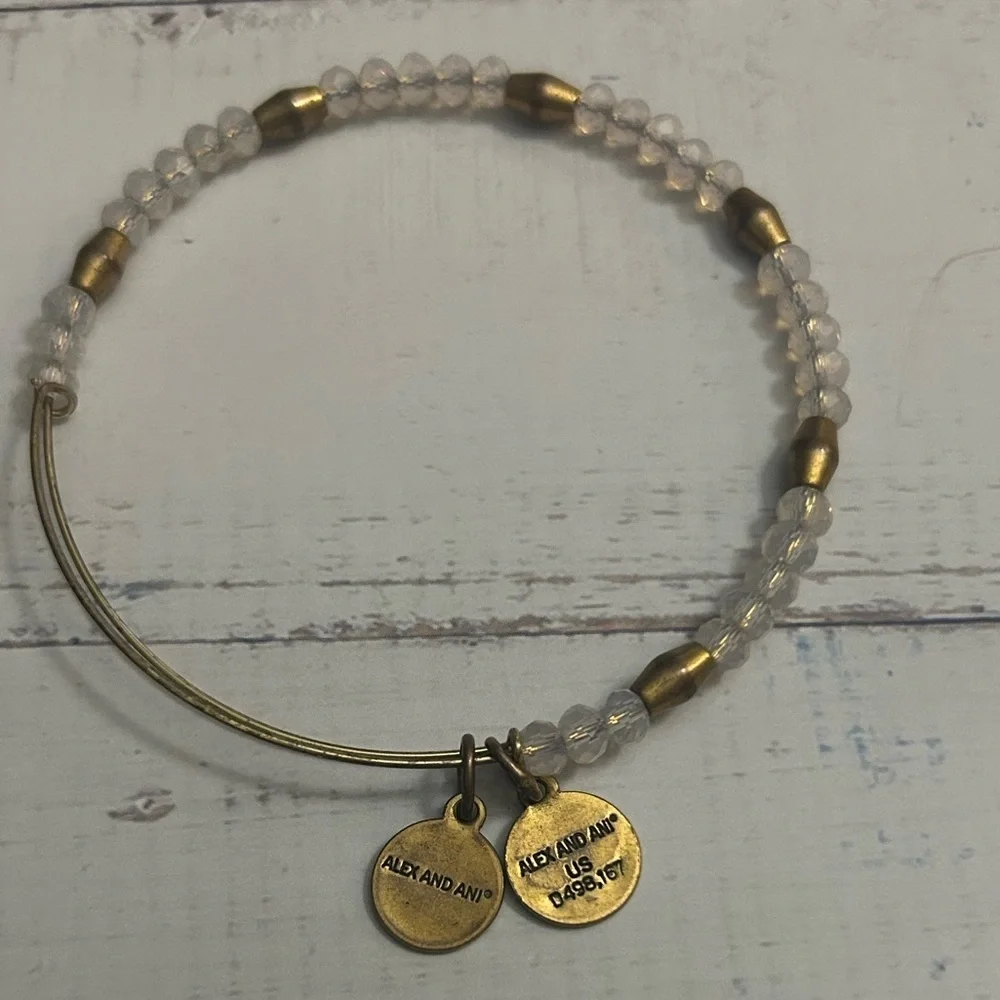 Alex and Ani Gold and Clear Beaded Charm Bracelet